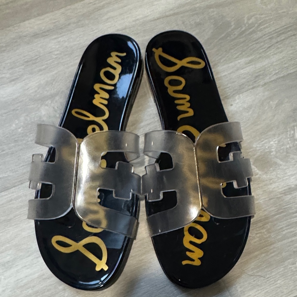 Sam Edelman Black and Gold Women's jelly Slide Sandals